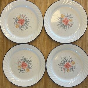 Corelle by Corning “promise” set of 4 blue and flowered dinner plates.